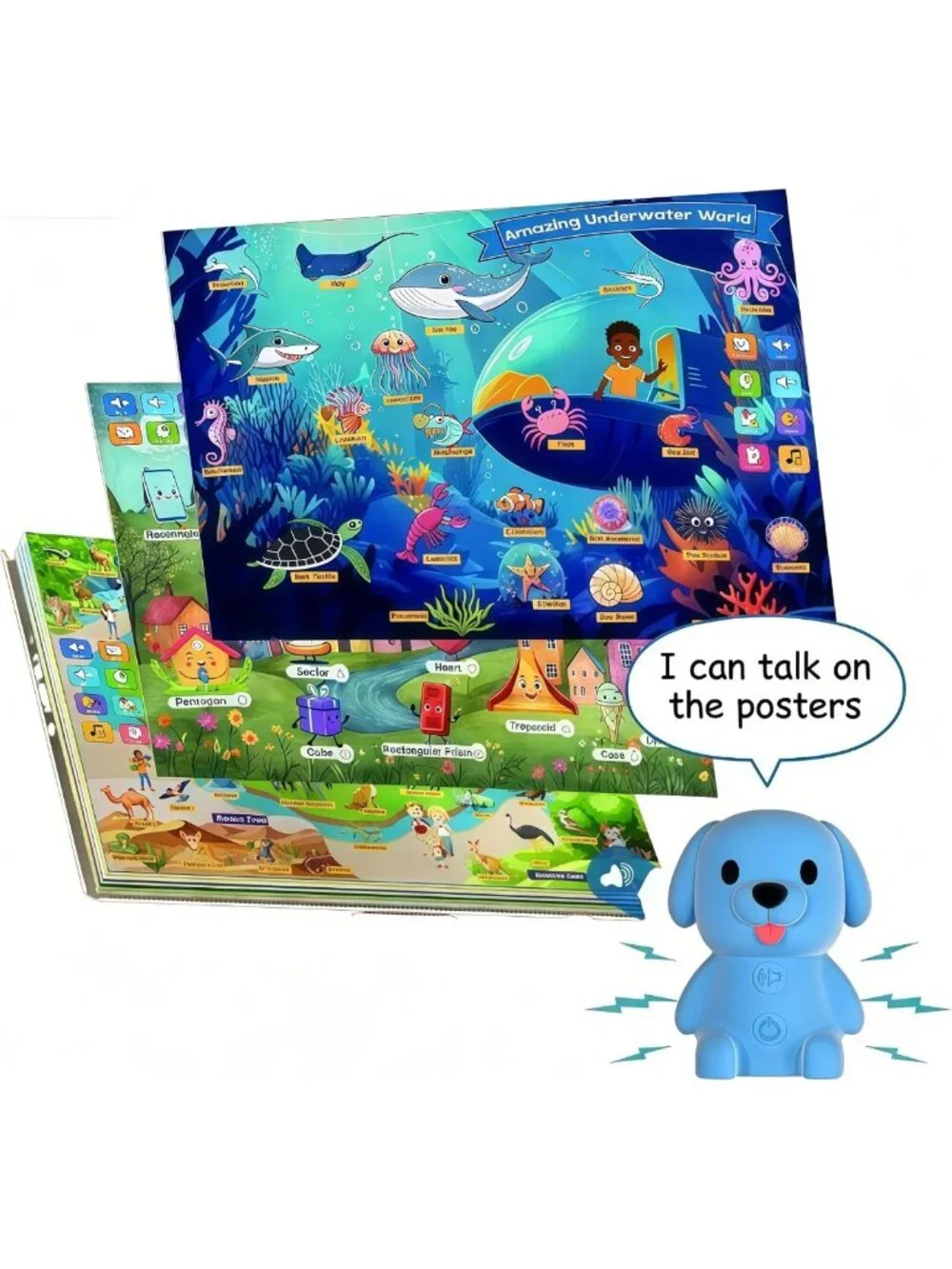 Interactive Talking Flash Cards - Montessori Learning Toys with 20 Posters for